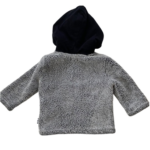 SPLENDID Infant Faux Fur Zip Front Grey with Black Hood Hoodie Size  3/6 Months - Picture 2 of 4